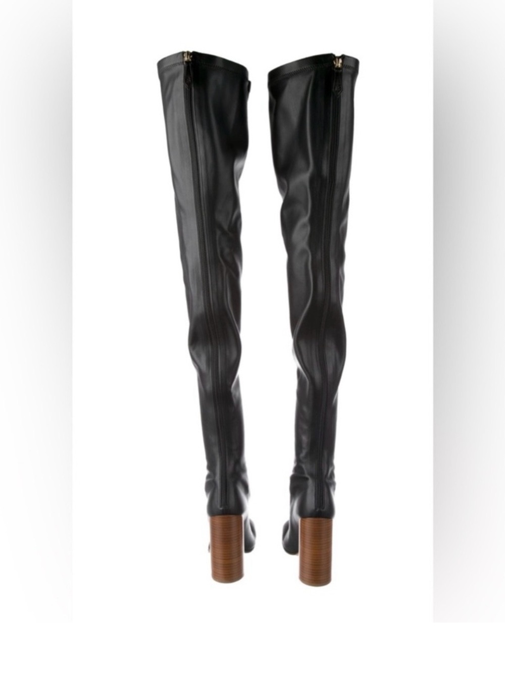 Burberry Thames Zip Up Over The Knee Faux Leather Boots Size 37 - Picture 7 of 10